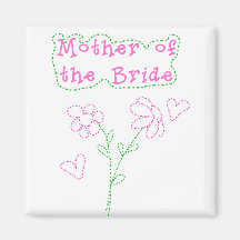 Pink Flowers Mother of Bride Refrigerator Magnets