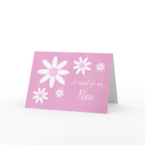 Pink Flowers Niece Flower Girl Invitation Card