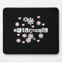 Pink Flowers on Black Bridesmaid   mousepads