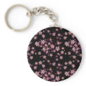 Pink Flowers on Black keychains