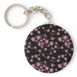 Pink Flowers on Black keychains