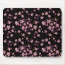 Pink Flowers on Black Mouse Pad
