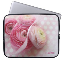 pink flowers on polka dots laptop sleeve laptop sleeves