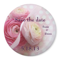 pink flowers on polka dots save the date magnet magnets