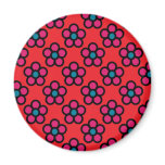 Pink Flowers on Red Fridge Magnets