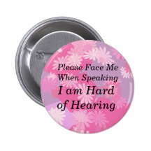 Pink Flowers Please Face Me Button