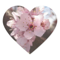 Pink Flowers - Plum Tree Heart Stickers