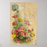 Pink Flowers Postcard Digital Art posters