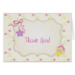 Pink Flowers, Star, Baby Shower Thank You Greeting Card