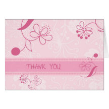 Pink Flowers Thank You Flower Girl Card