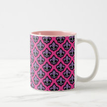Pink Fluer de Lis Cup Coffee Mugs