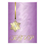 Pink Foil Gold Snowflake Jewel RSVP Invitation