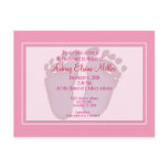 Pink Footprint Baby Shower Invitation postcards