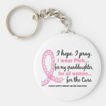 Pink For My Granddaughter Filigree Pink Ribbon Key Chains