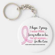 Pink For My Mother-In-Law Filigree Pink Ribbon Key Chain