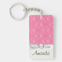 pink formal damask pattern acrylic keychain