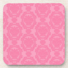 pink formal damask pattern beverage coaster