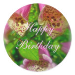 Pink Foxgloves Happy Birthday Sticker