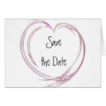 Pink Fractal Heart Save the Date Announcement Greeting Card