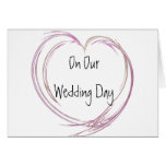 Pink Fractal Heart Wedding Day Card