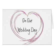 Pink Fractal Heart Wedding Day Card
