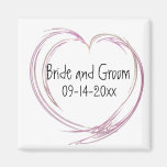 Pink Fractal Heart Wedding Magnets