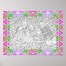 pink fractal photo frame posters