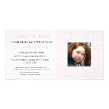 Pink Frame - Photo Graduation Party invites Custom Photo Card