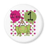 Pink Frog 1st Birthday magnets