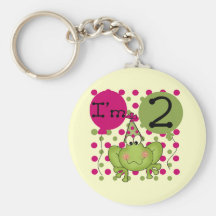 Pink Frog 2nd Birthday tshirts and gifts Keychain