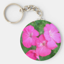Pink Geraniums Keychain