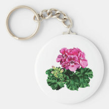 Pink Geraniums with Dew Key Chains