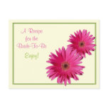 Pink Gerber Daisy Recipe Card for the Bride to Be postcards