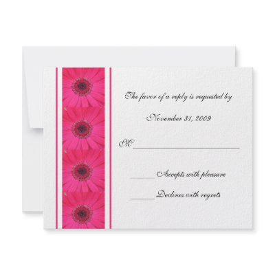 Pink Gerber Daisy RSVP Wedding Invitation by henishouseofpaper