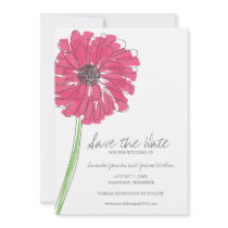 Pink Gerber Daisy Save the Date Custom Invite