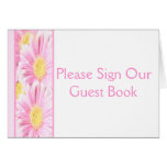 Pink Gerbera Daisies on White Table Card