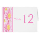 Pink Gerbera Daisies on White Table Number Card