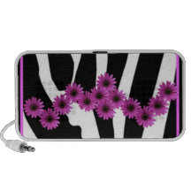 PINK GERBERA DAISIES ON ZEBRA PRINT SPEAKER SYSTEM