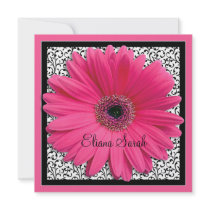 Pink Gerbera Daisy Bat Mitzvah Invitation