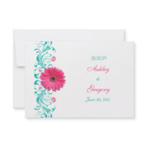 Pink Gerbera Daisy Floral Reply Card