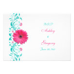 Pink Gerbera Daisy Floral Reply Card Invitations