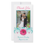 Pink Gerbera Daisy Floral Thank You Photo Card photo cards