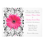 Pink Gerbera Daisy Floral Wedding Invitation