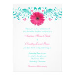 Pink Gerbera Daisy Floral Wedding Invitation