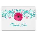 Pink Gerbera Daisy Floral Wedding Thank You Card