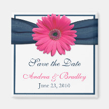 Pink Gerbera Daisy Monogram Wedding Magnet