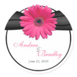 Pink Gerbera Daisy Monogram Wedding Sticker