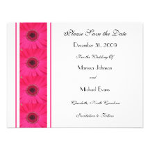 Pink Gerbera Daisy Save the Date Invitation