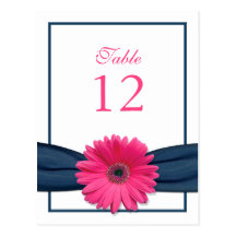 Pink Gerbera Daisy Table Number Card Postcards