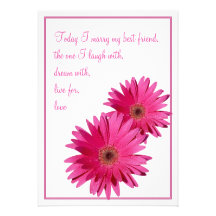 Pink Gerbera Daisy Wedding Invitation